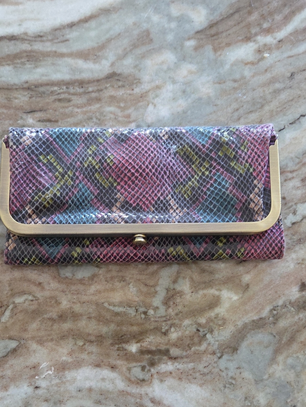 Hobo Rachel Continental Wallet in the limited-edition "Mosaic Snake" print